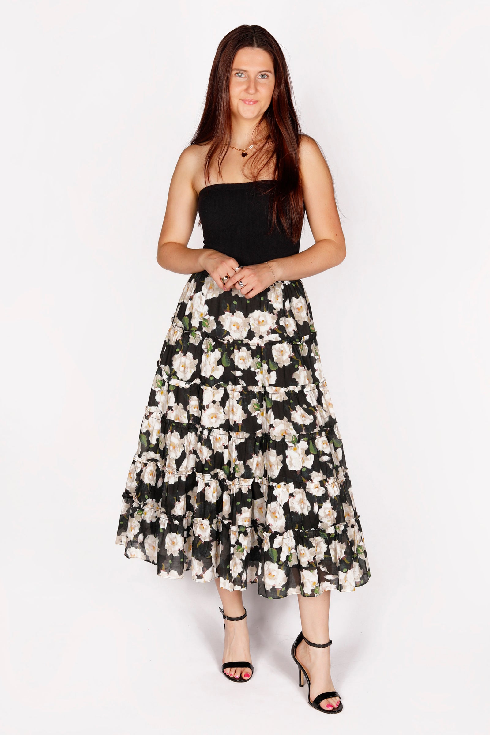 Maura Black Floral Midi Skirt - FINAL SALE