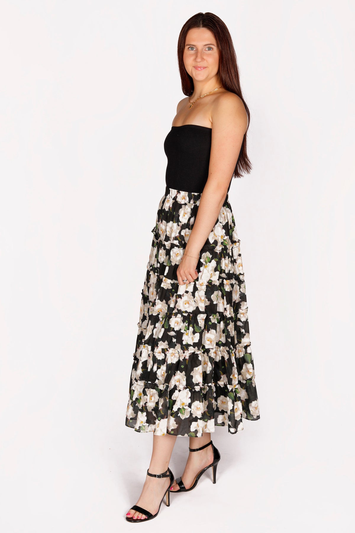 Maura Black Floral Midi Skirt - FINAL SALE