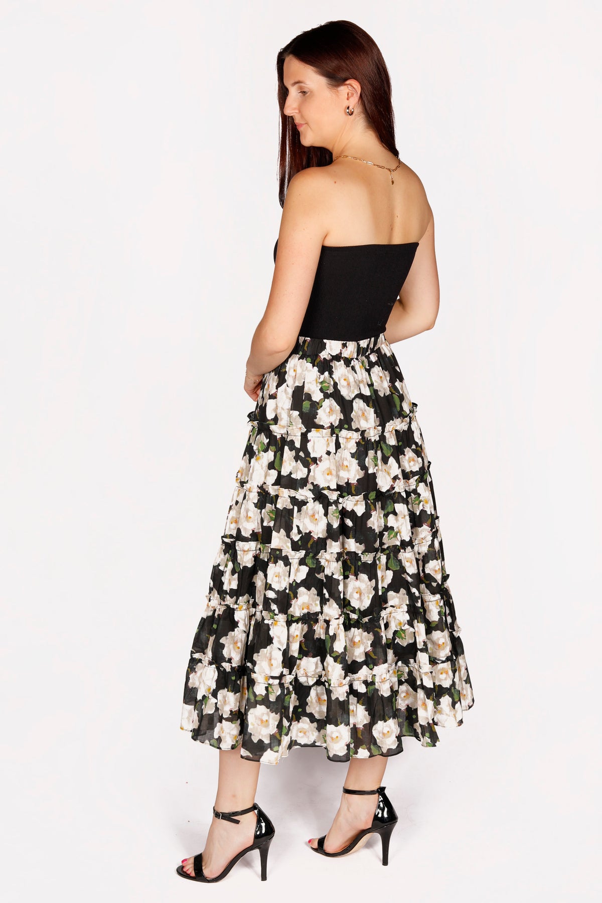 Maura Black Floral Midi Skirt - FINAL SALE