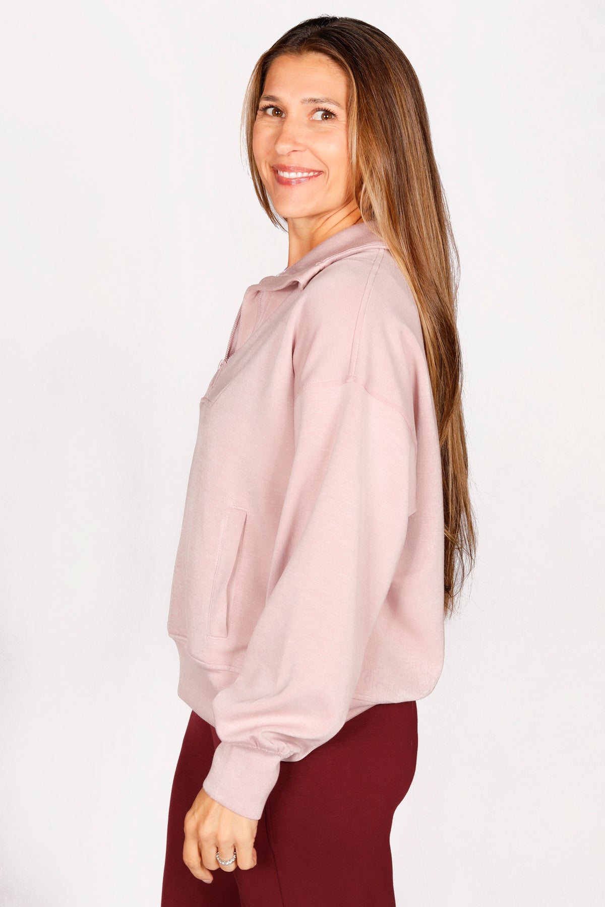 Kelsey Mauve Quarter Zip Pullover
