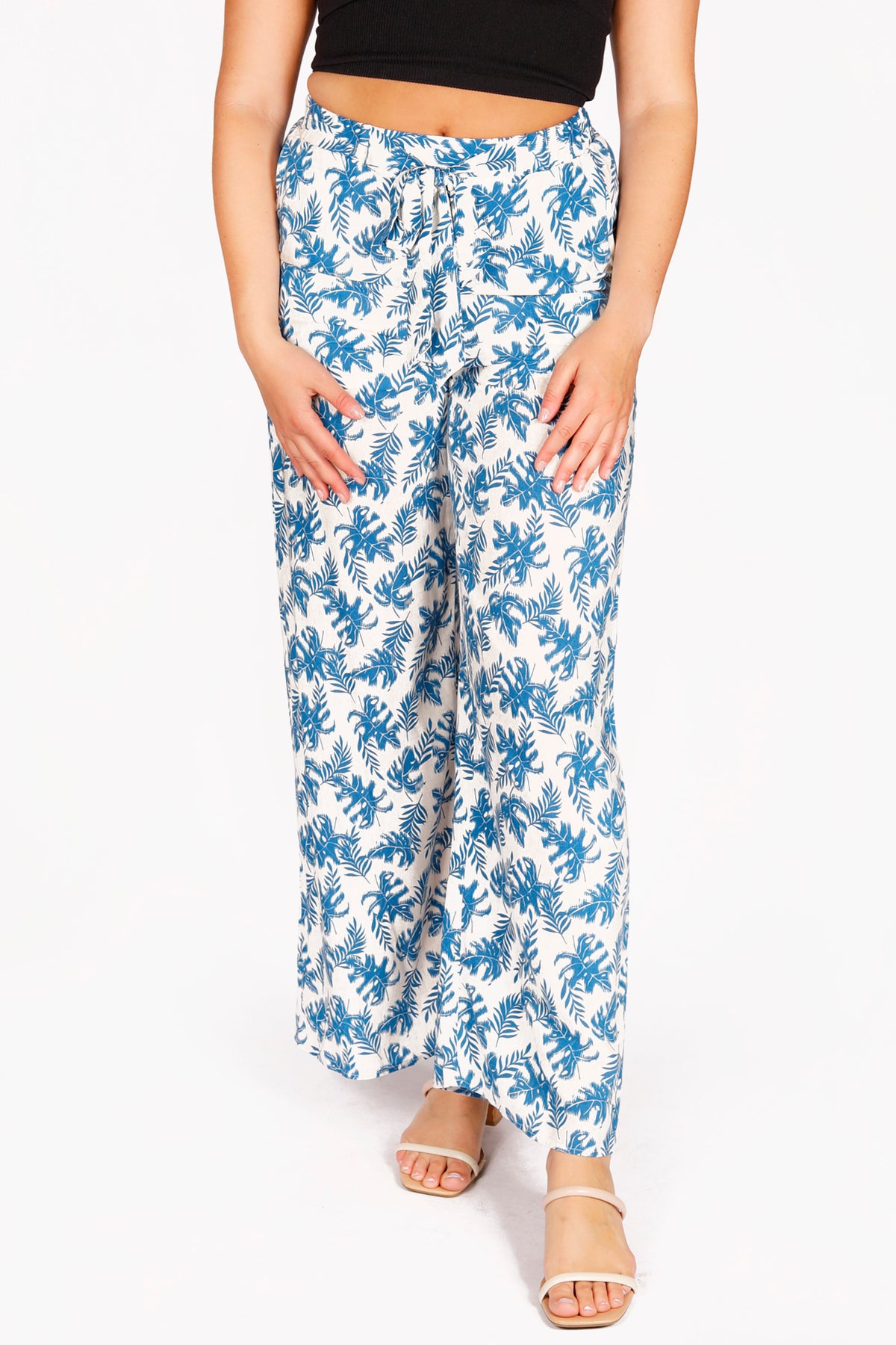 Celeste Blue Leaf Pants - FINAL SALE