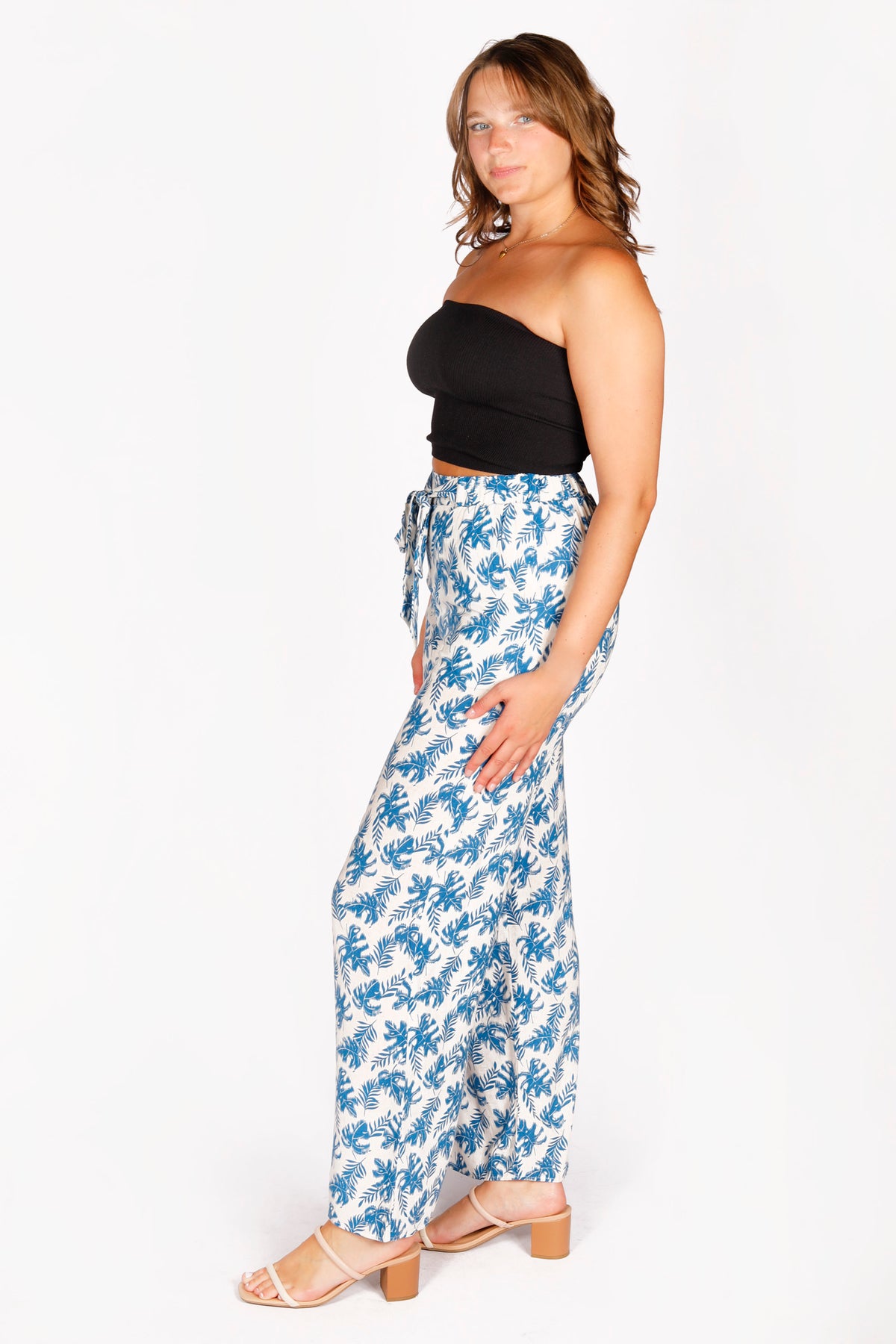 Celeste Blue Leaf Pants - FINAL SALE