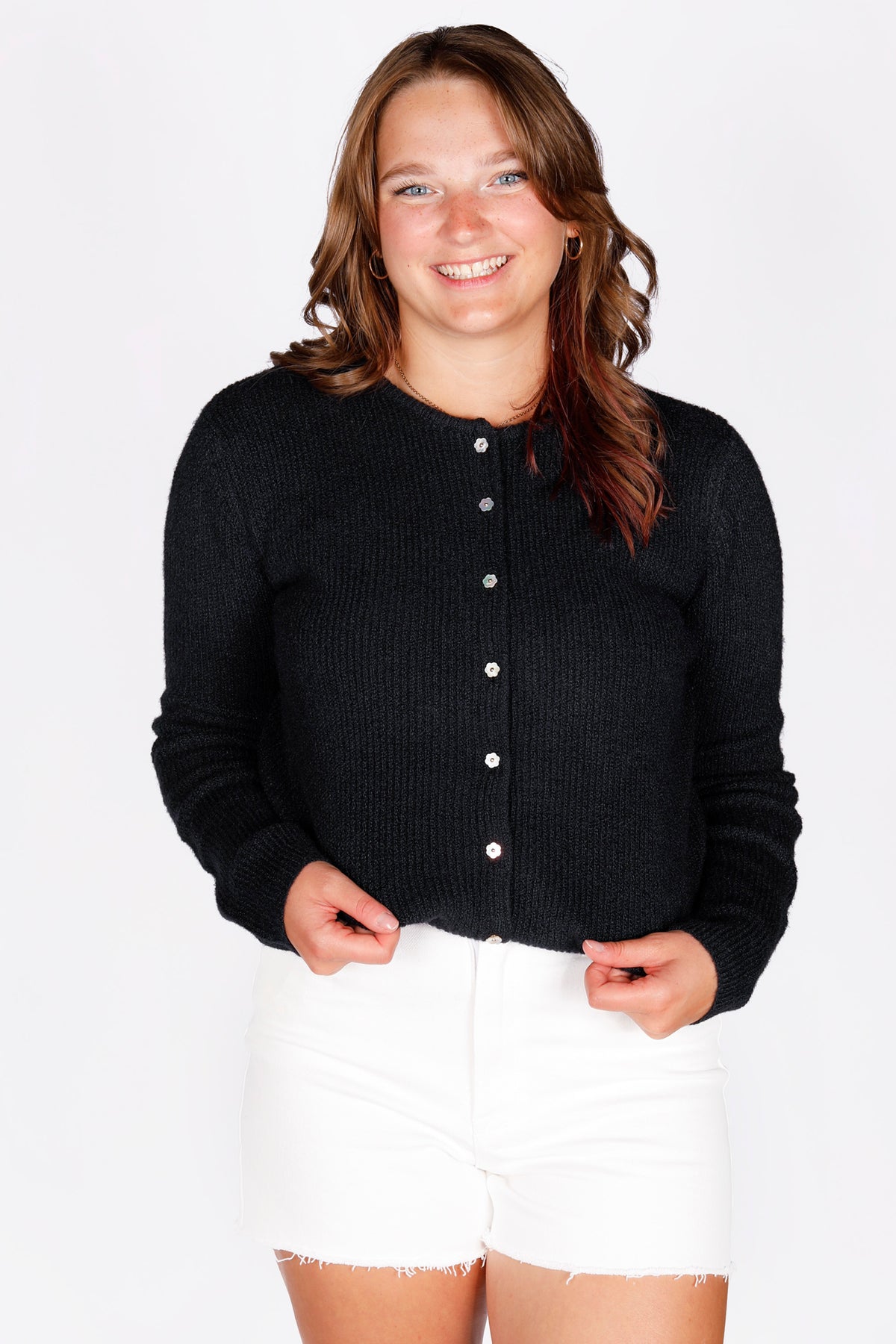 Rosalie Navy Flower Button Cardigan