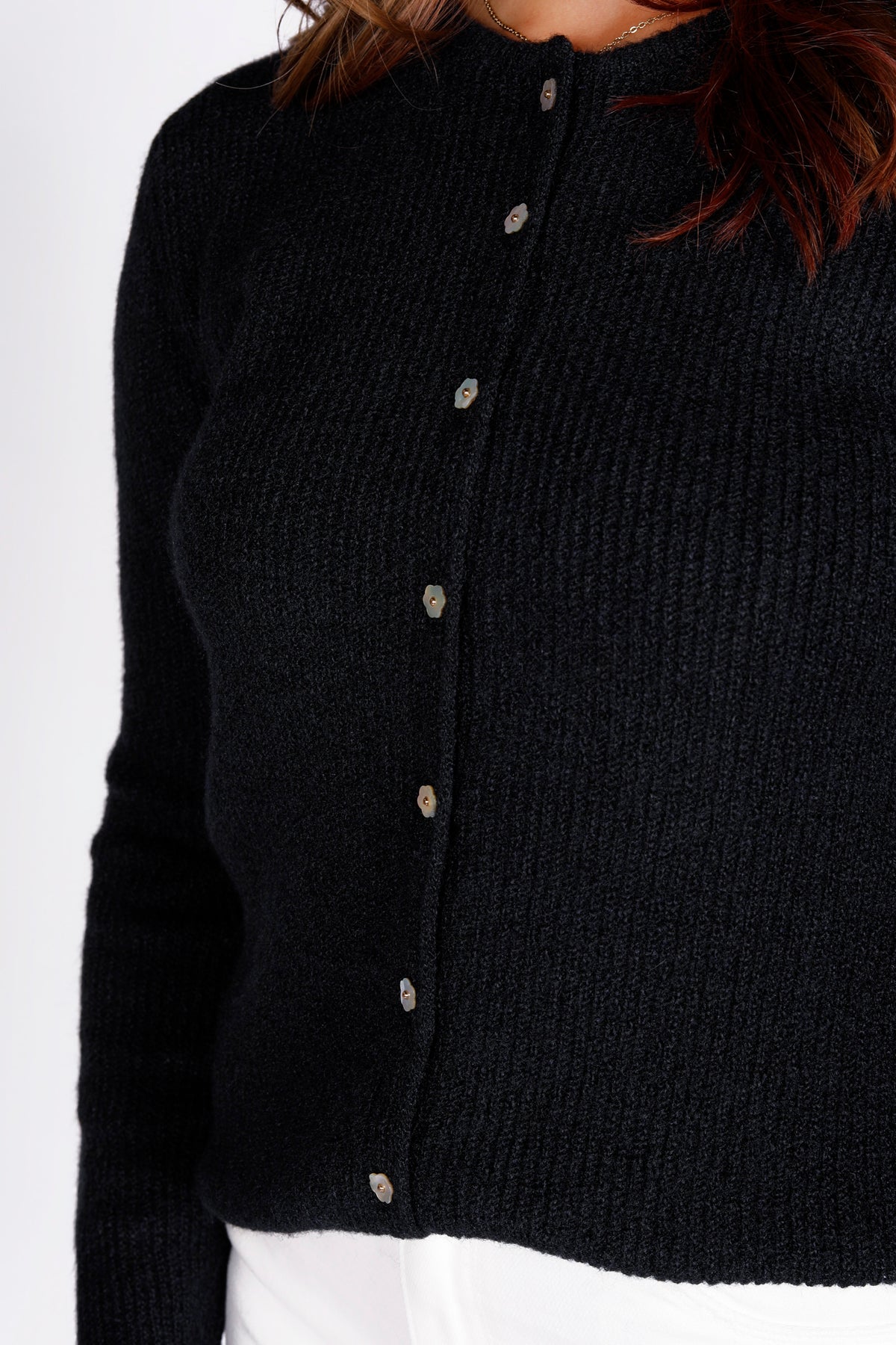Rosalie Navy Flower Button Cardigan