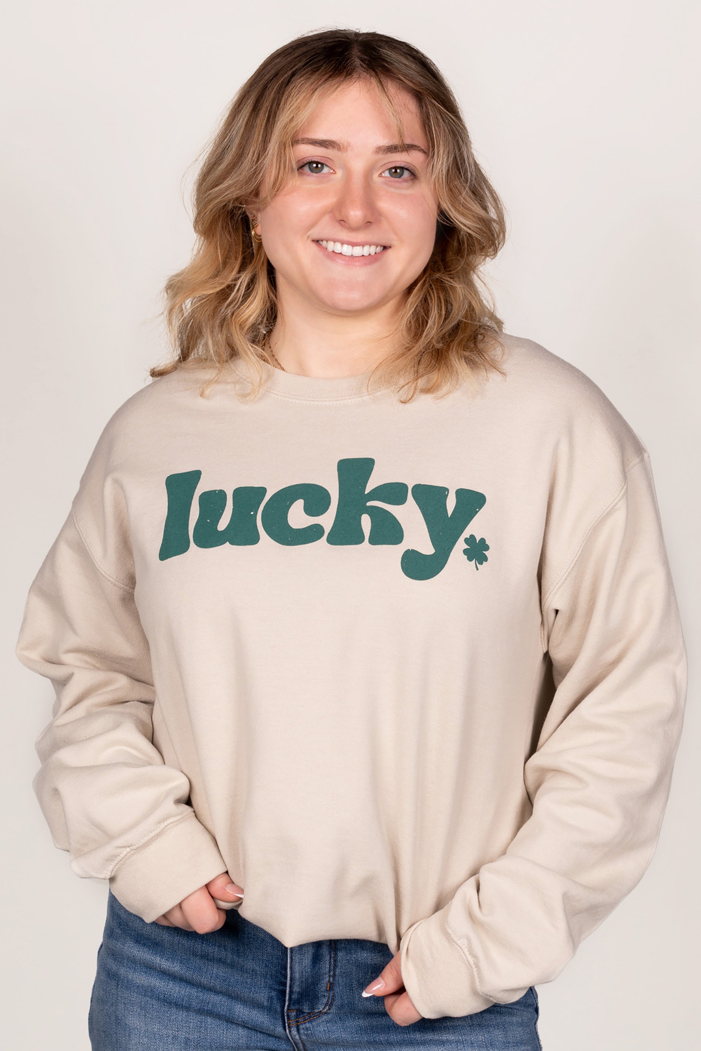 Lucky Crewneck Sweatshirt - White Lemon