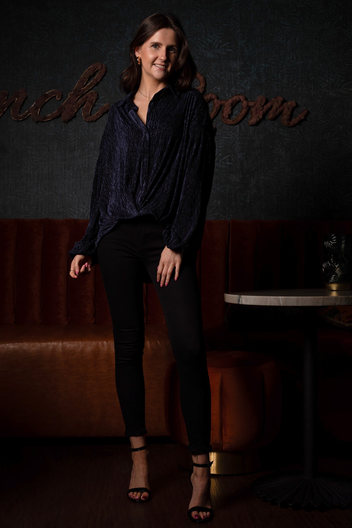 Maya Navy Velvet Top - FINAL SALE