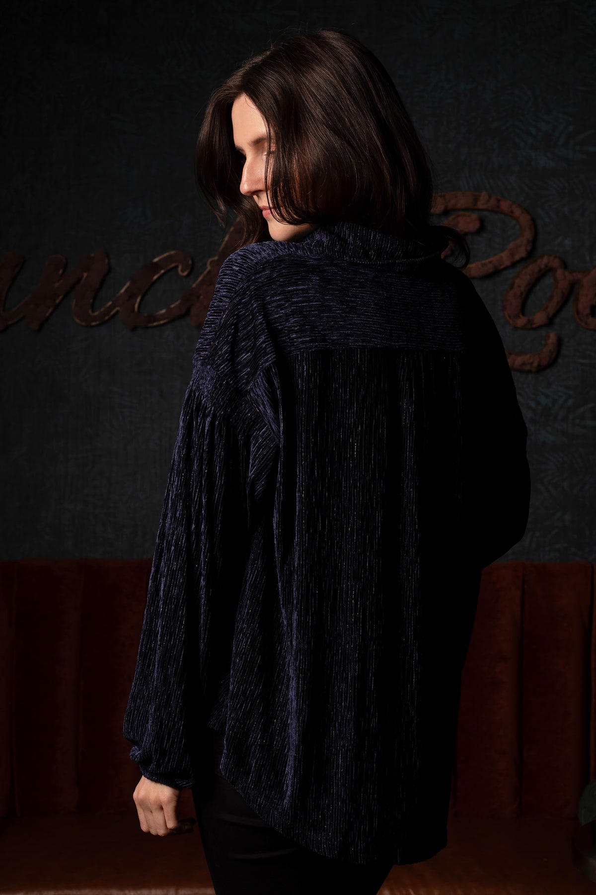 Maya Navy Velvet Top - FINAL SALE