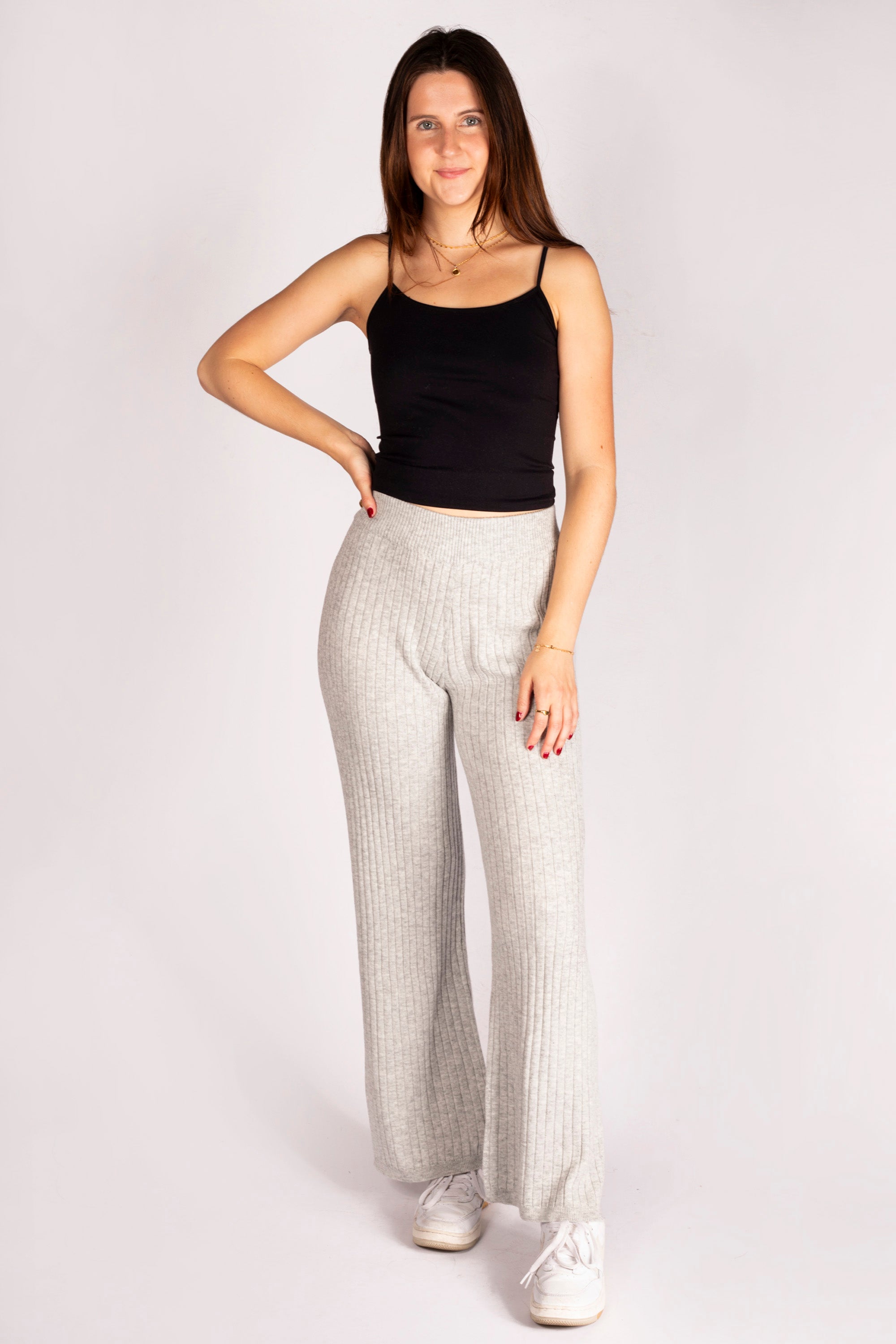 Grey Ribbed Flare Pant - FINAL SALE