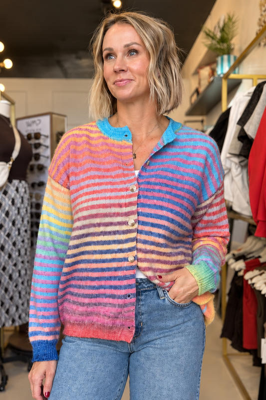 Rainbow Striped Cardigan
