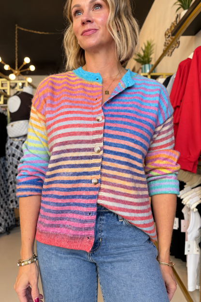 Rainbow Striped Cardigan
