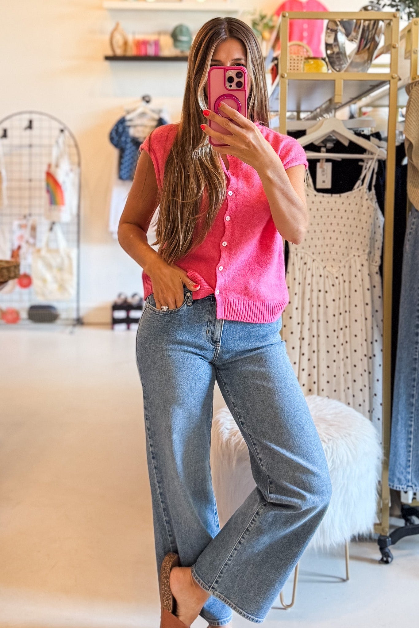 Piper Bubblegum Vest Cardigan