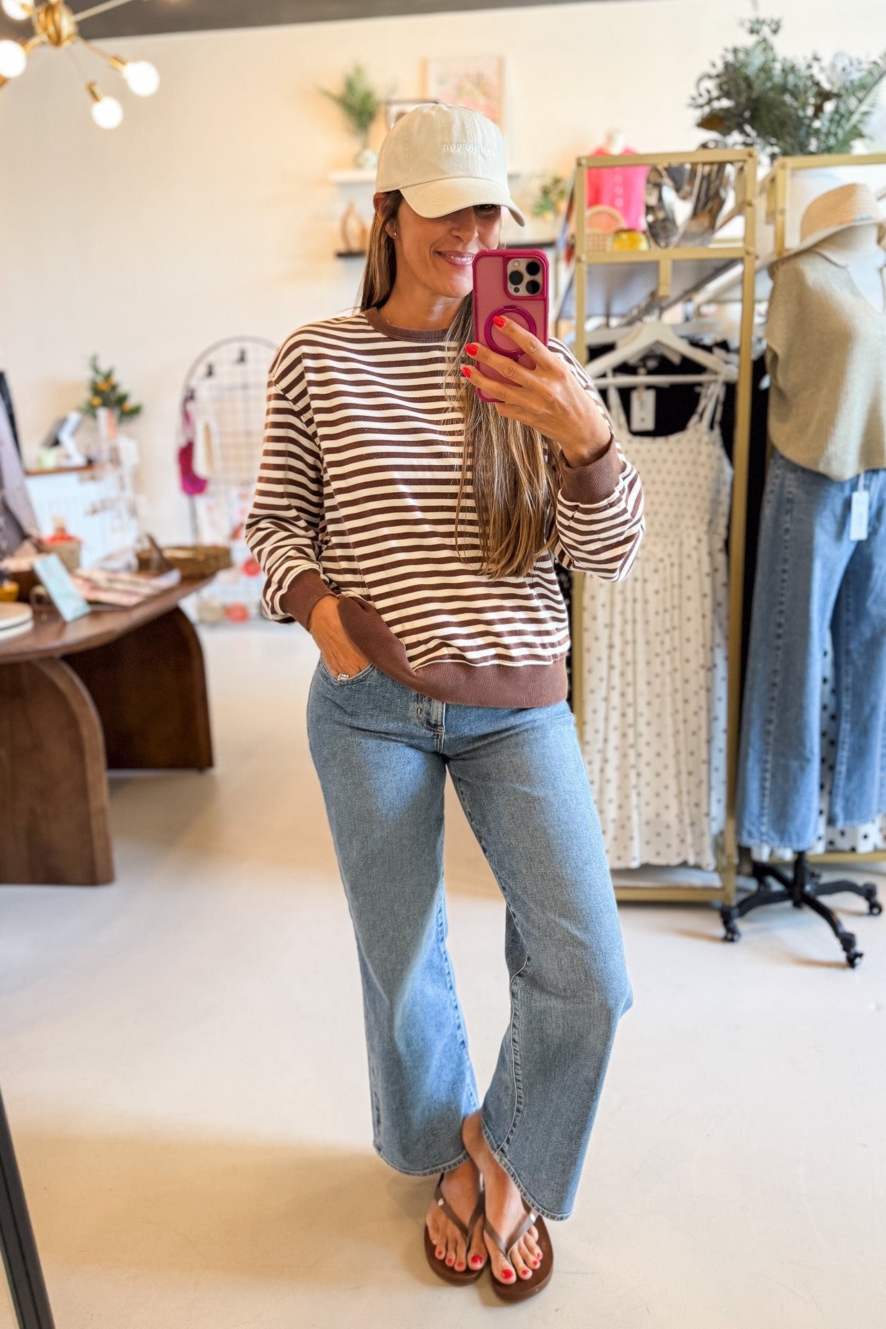 Savannah Brown Stripe Crewneck