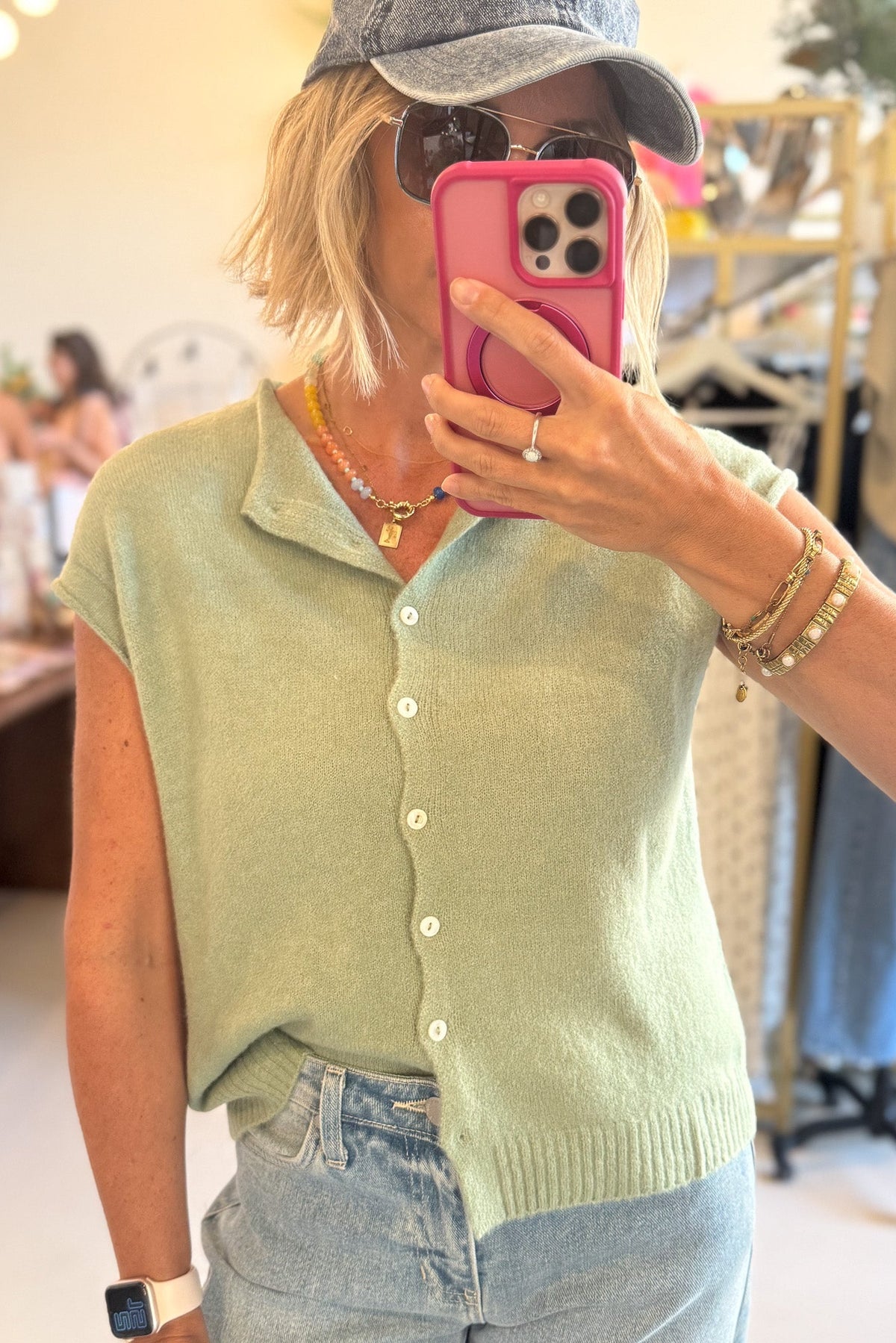 Piper Matcha Vest Cardigan