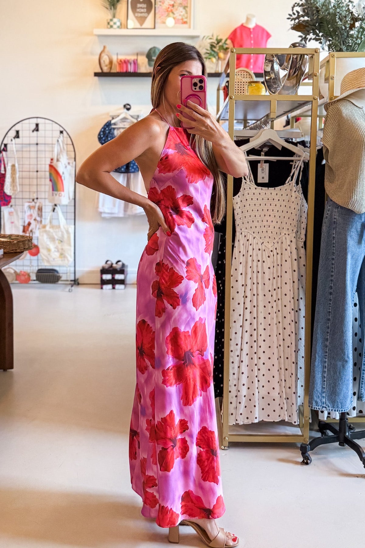 Hibiscus Bloom Halter Maxi Dress