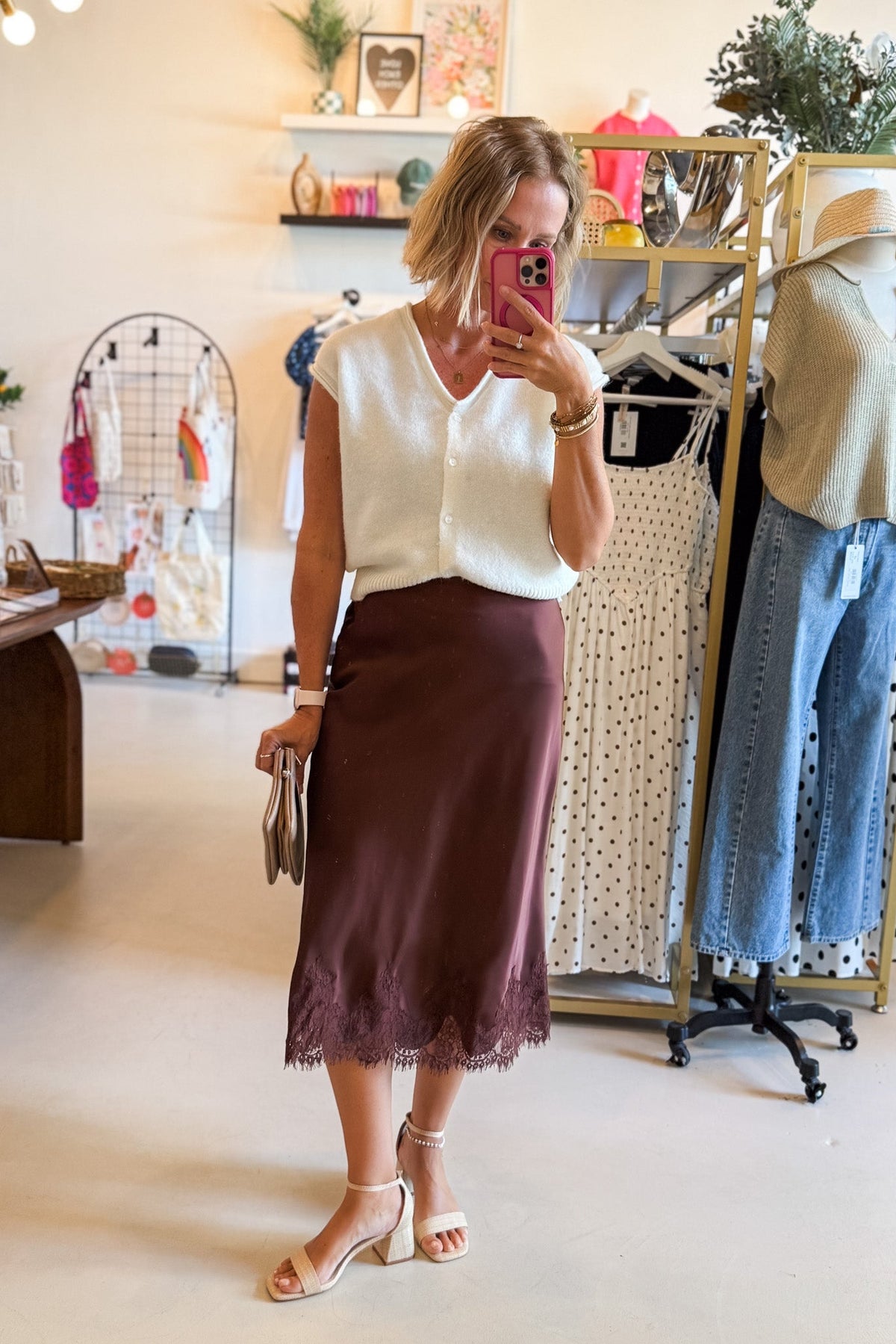 Jolene Chocolate Satin Skirt - FINAL SALE