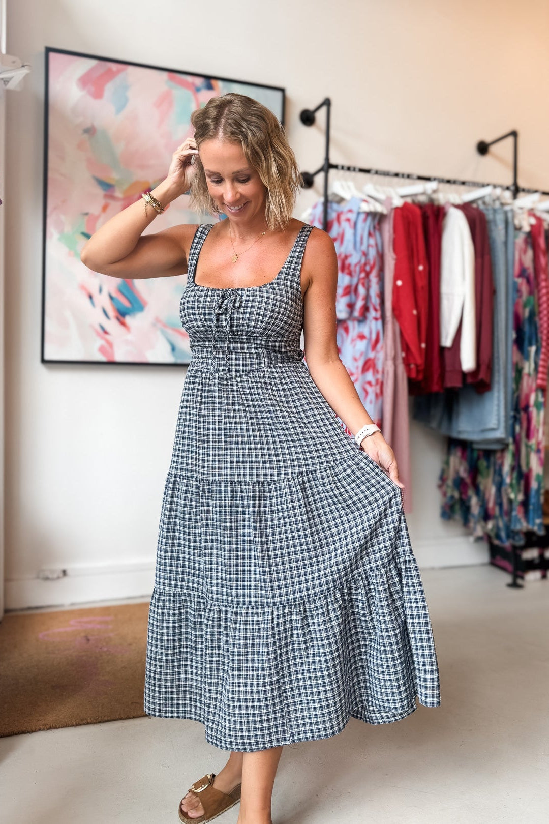 Jane Navy Plaid Dress