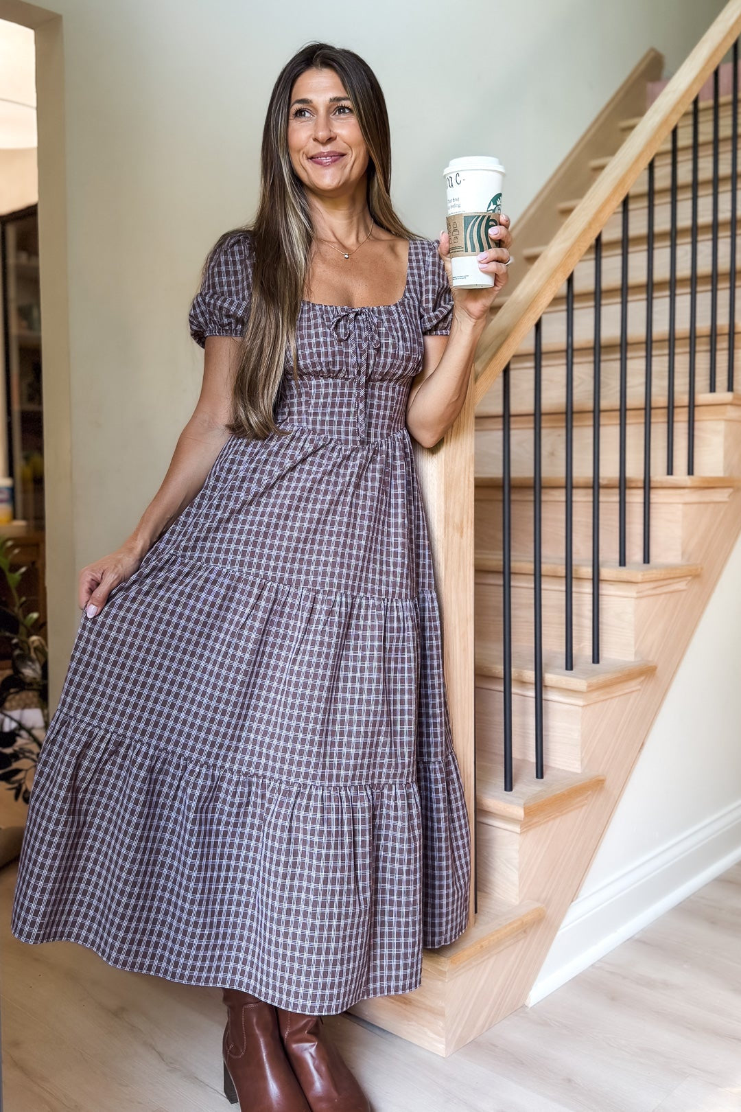 Shelby Mocha Plaid Dress