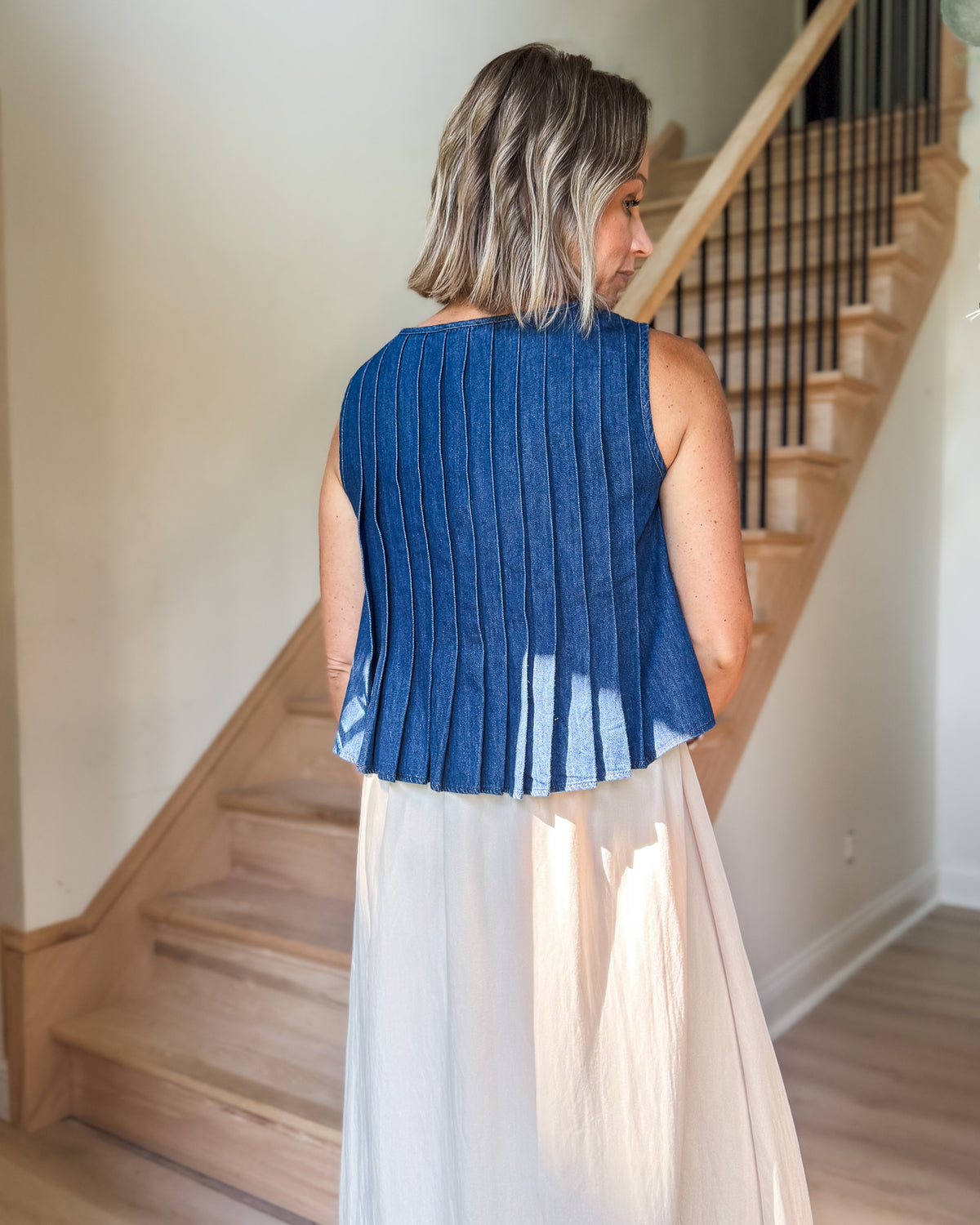 Elise Denim Bow Blouse