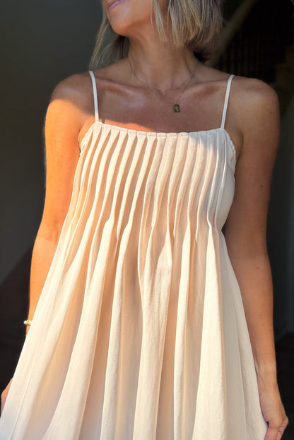 Kayla Light Khaki Pintuck Dress - FINAL SALE