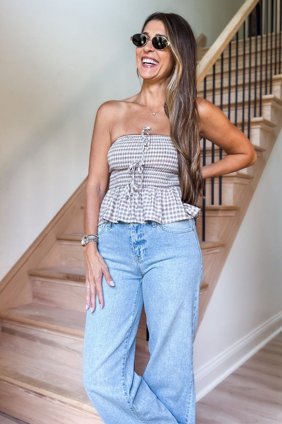 Bridget Brown Smocked Tube Top
