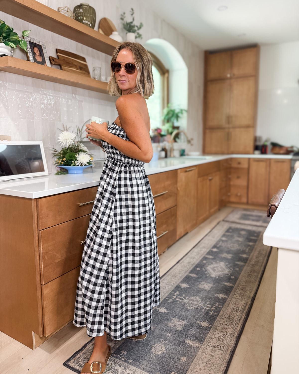Amanda Black Gingham Dress