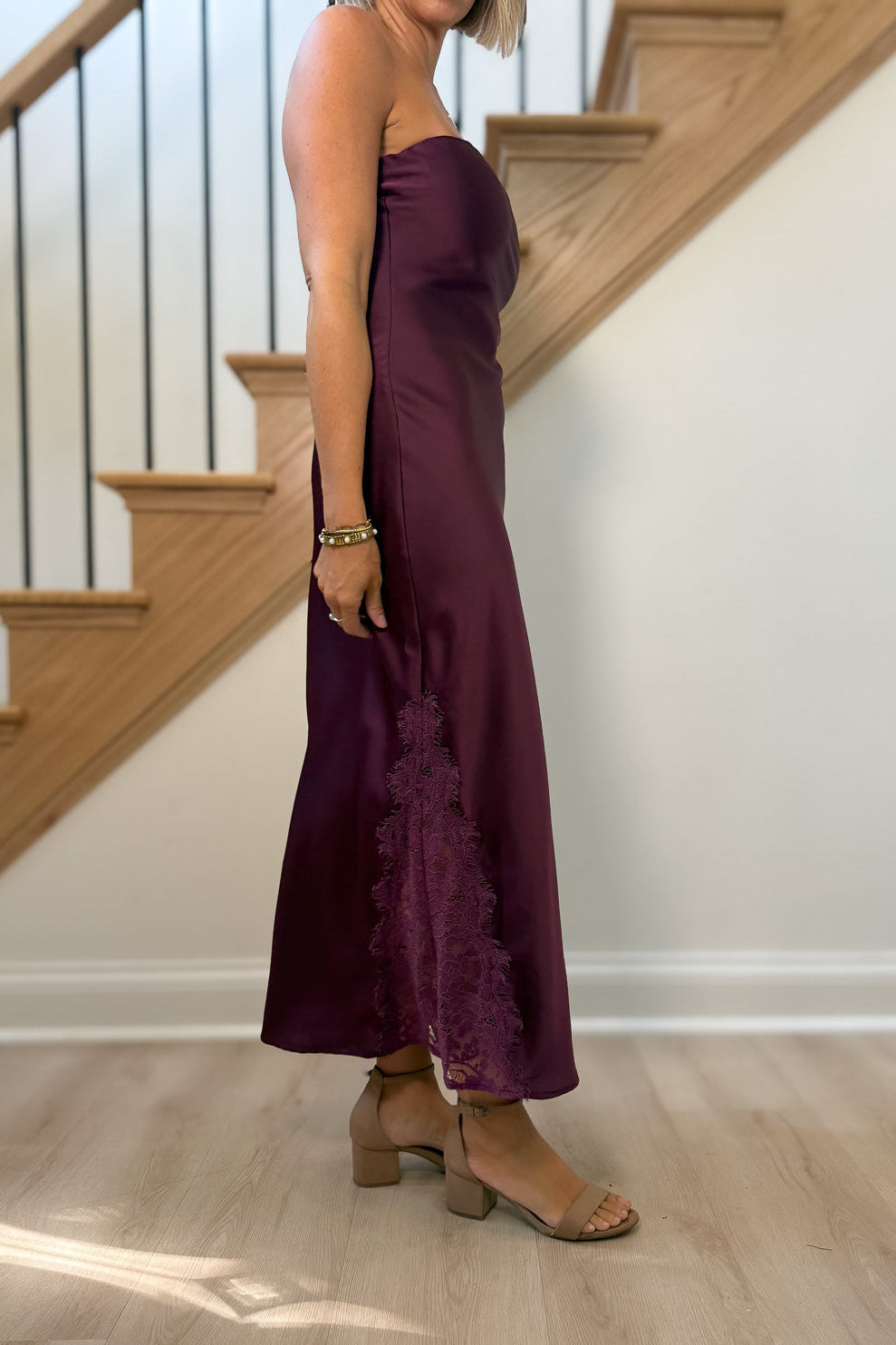 Deep Plum Strapless Maxi Dress
