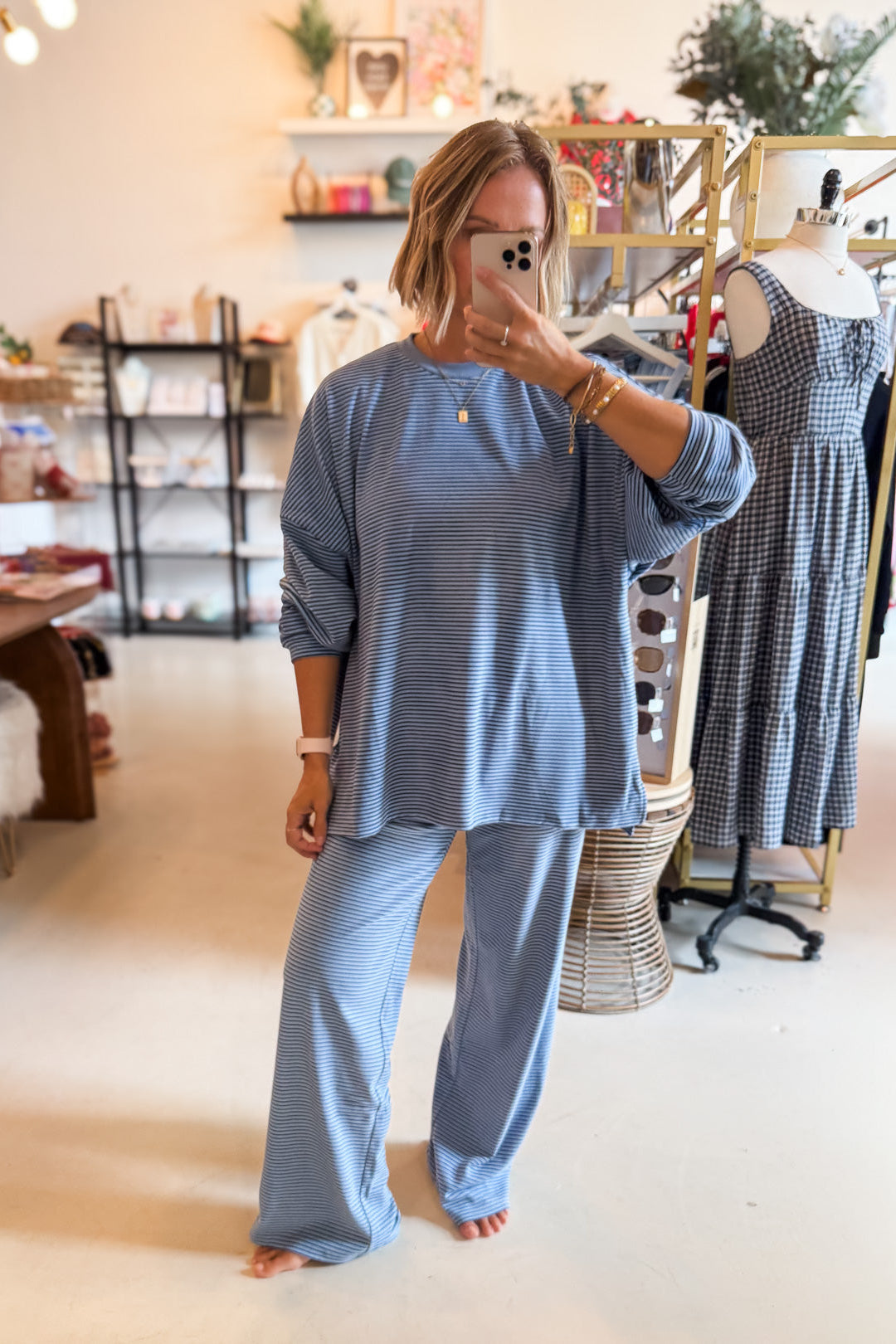 Levi Dusty Blue Striped Top