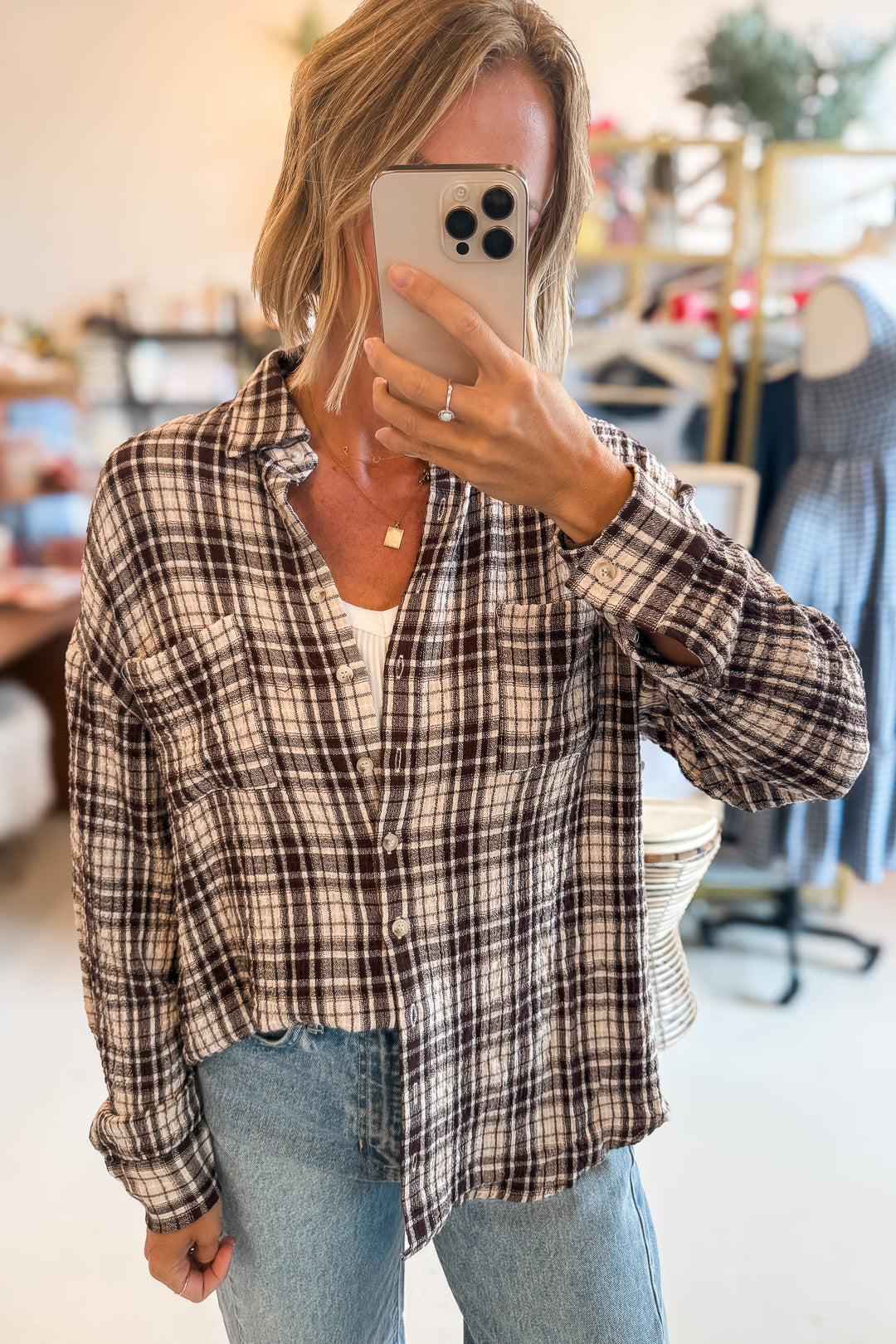Parker Brown Oversized Button Up
