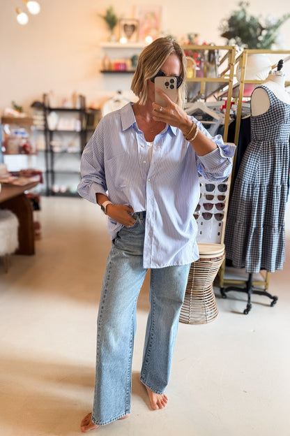 Jennifer Blue Stripe Button Up