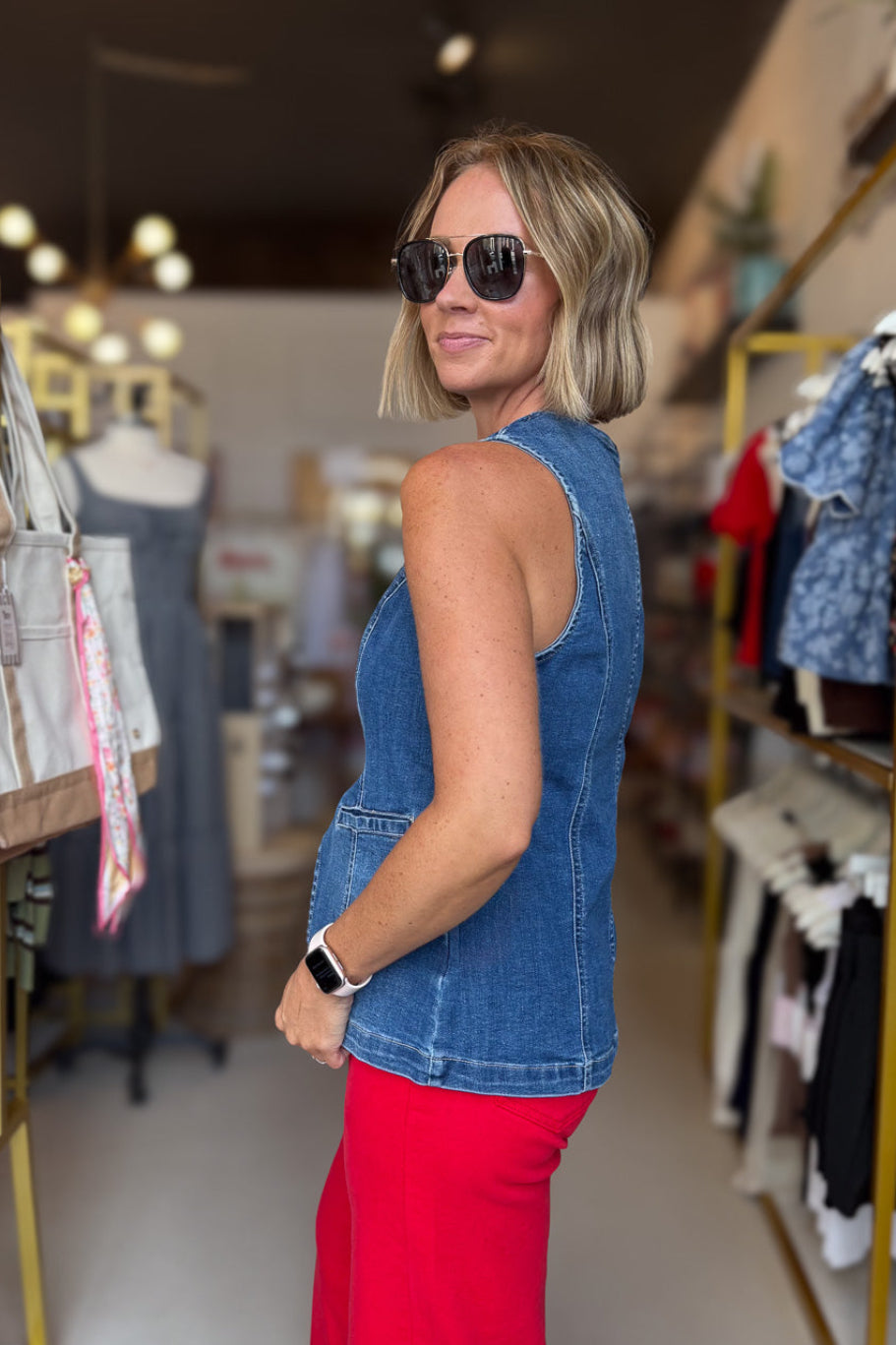 Whitney Dark Wash Denim Vest