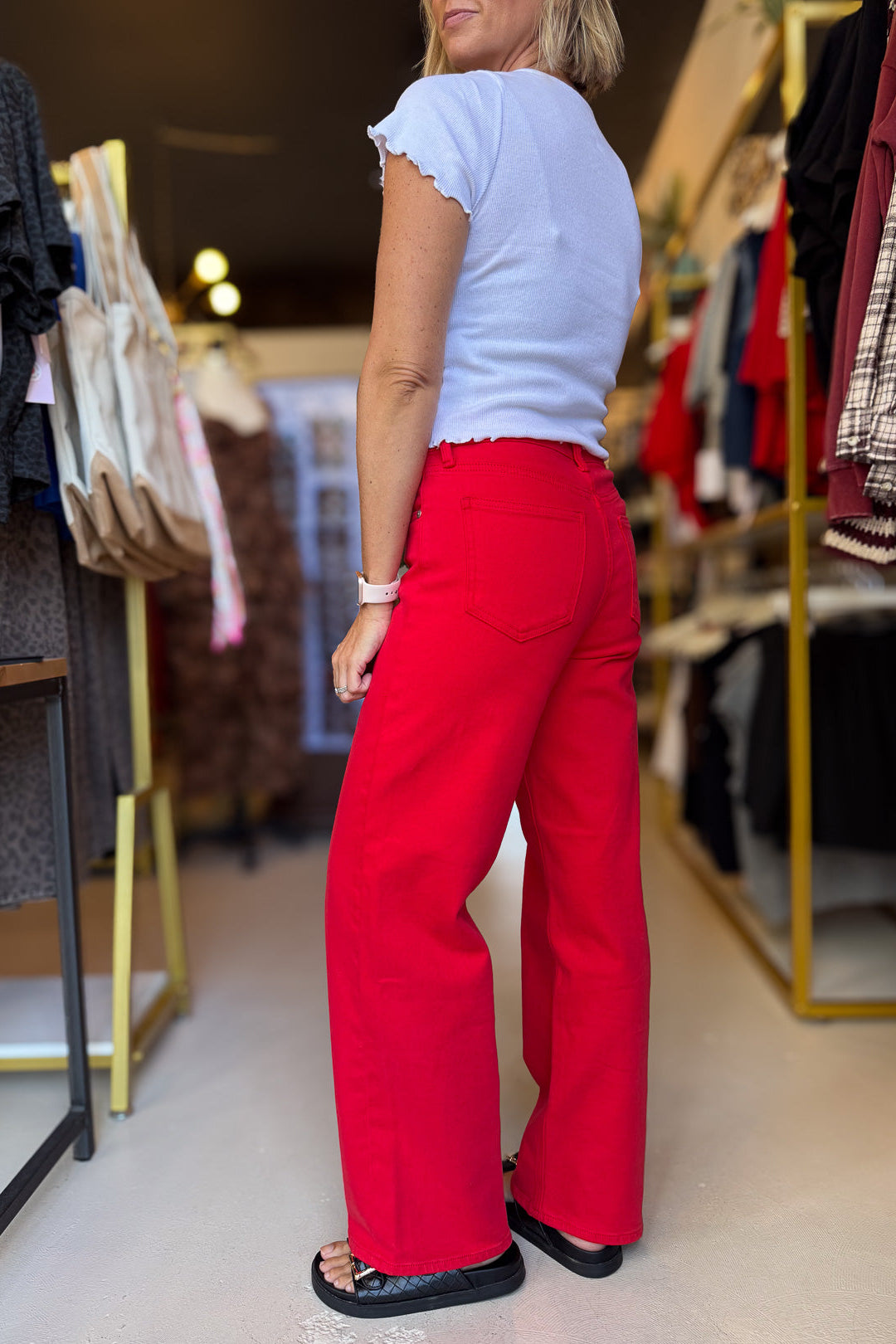 Red Vintage Straight Denim