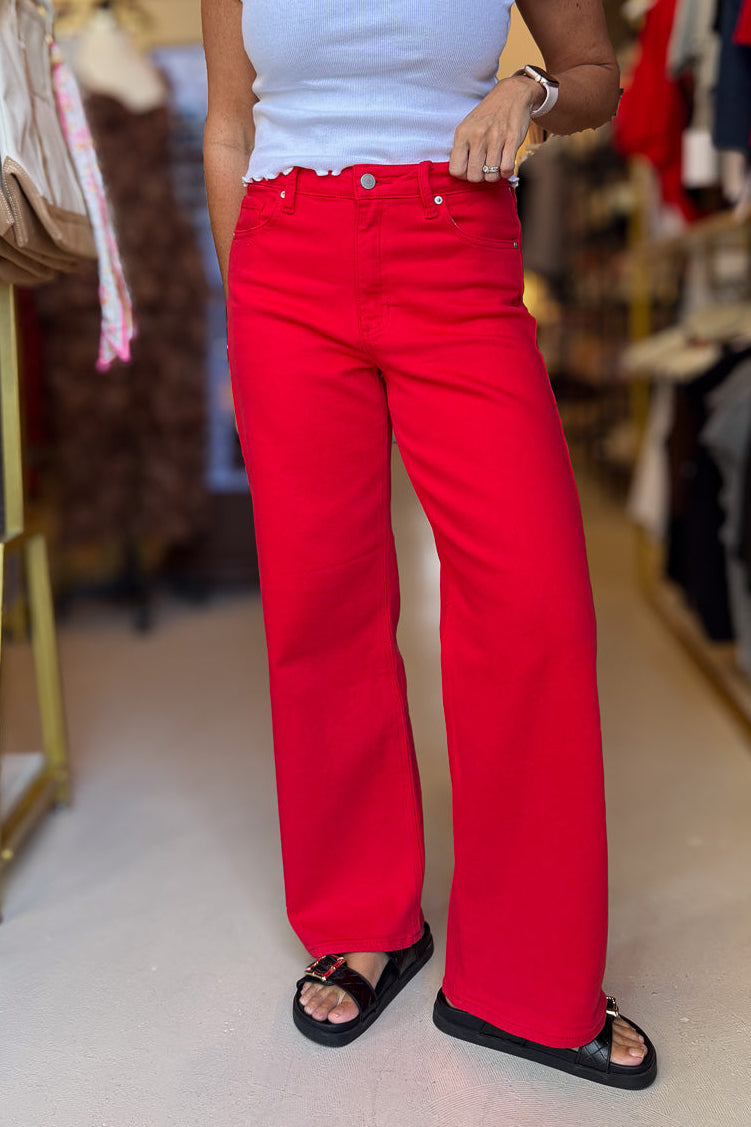 Red Vintage Straight Denim
