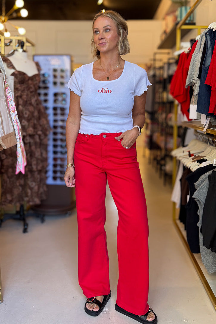 Red Vintage Straight Denim