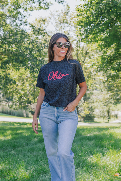 Leopard Script Ohio Tee