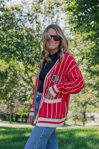 Pinstripe OH Cardigan