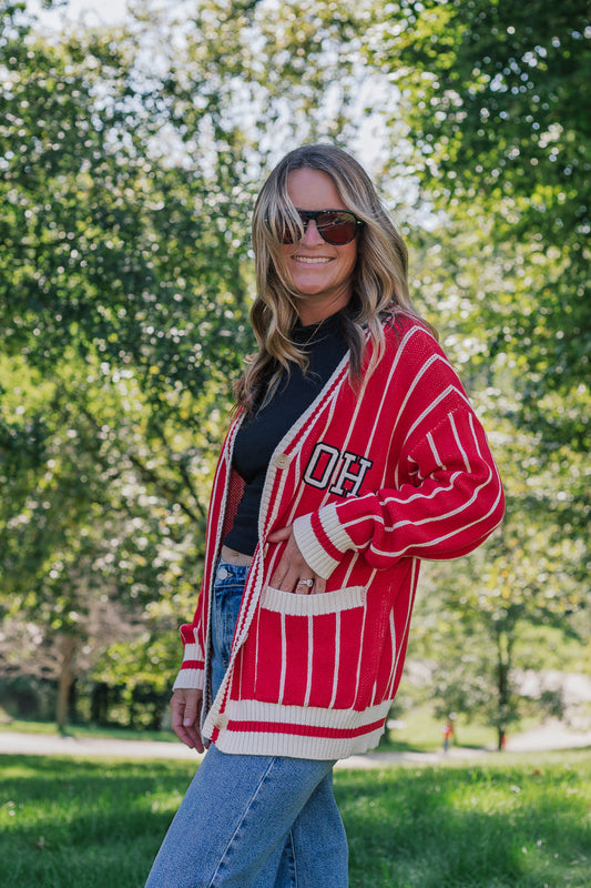 Pinstripe OH Cardigan