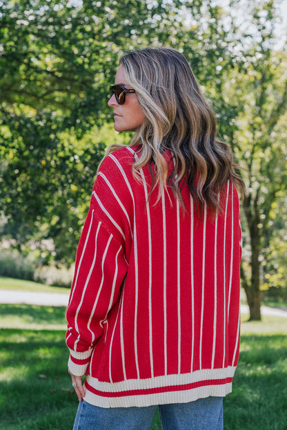 Pinstripe OH Cardigan
