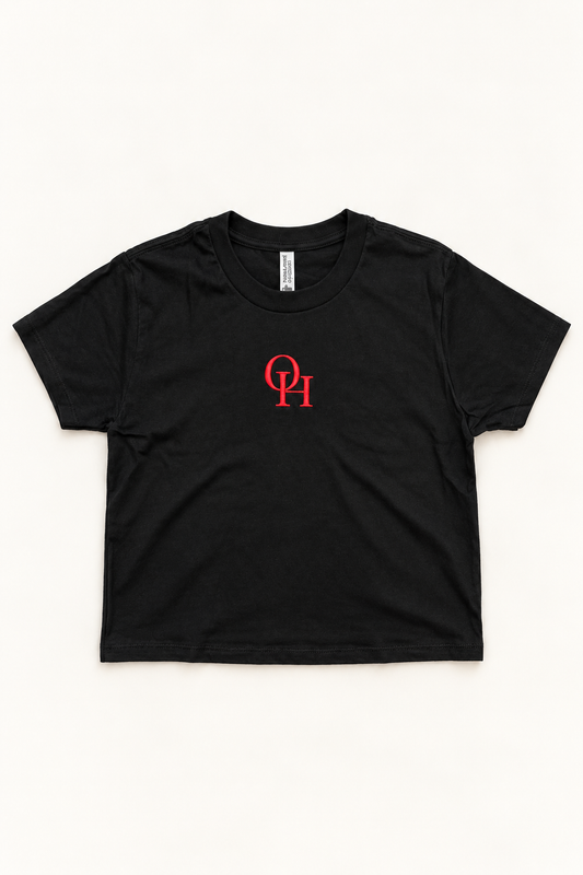 OH Embroidered Black Boxy Tee