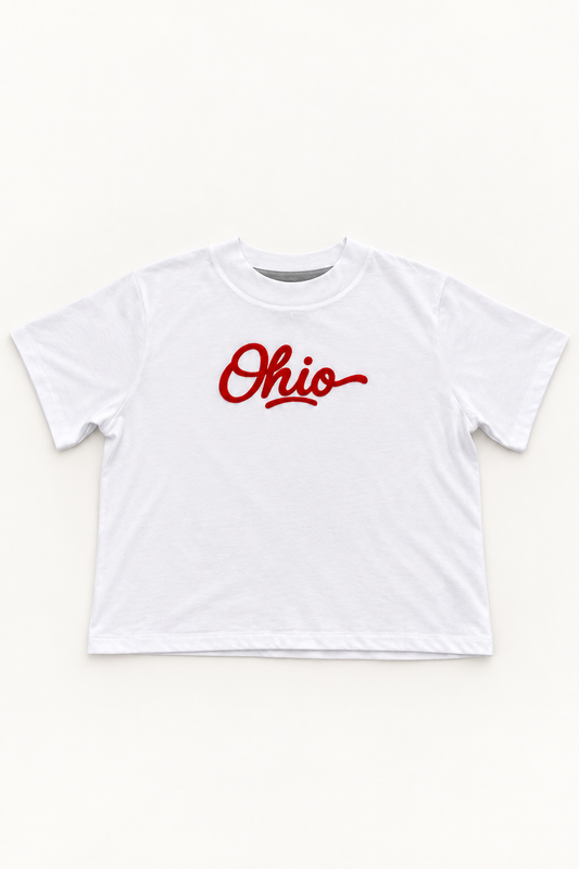 Ohio Script White Boxy Tee