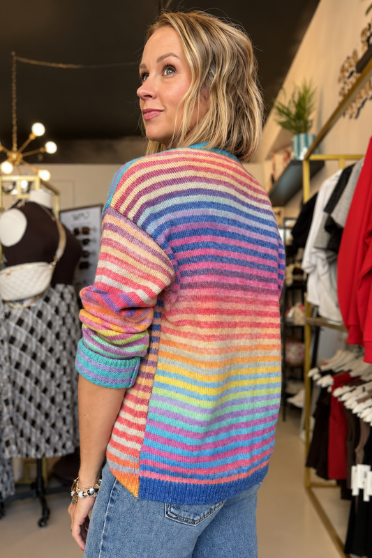 Rainbow Striped Cardigan