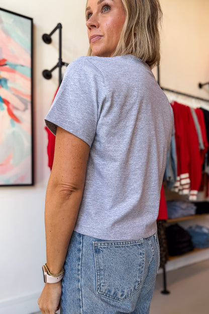 Ohio Buckeye Script Grey Boxy Tee