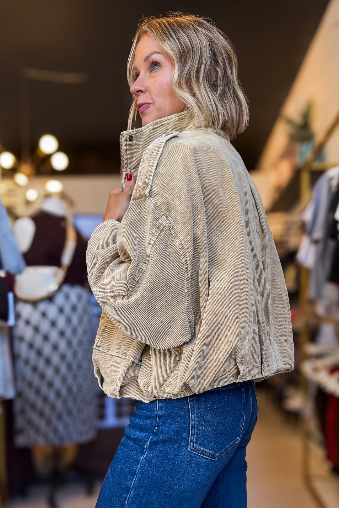 Light Brown Washed Corduroy Jacket