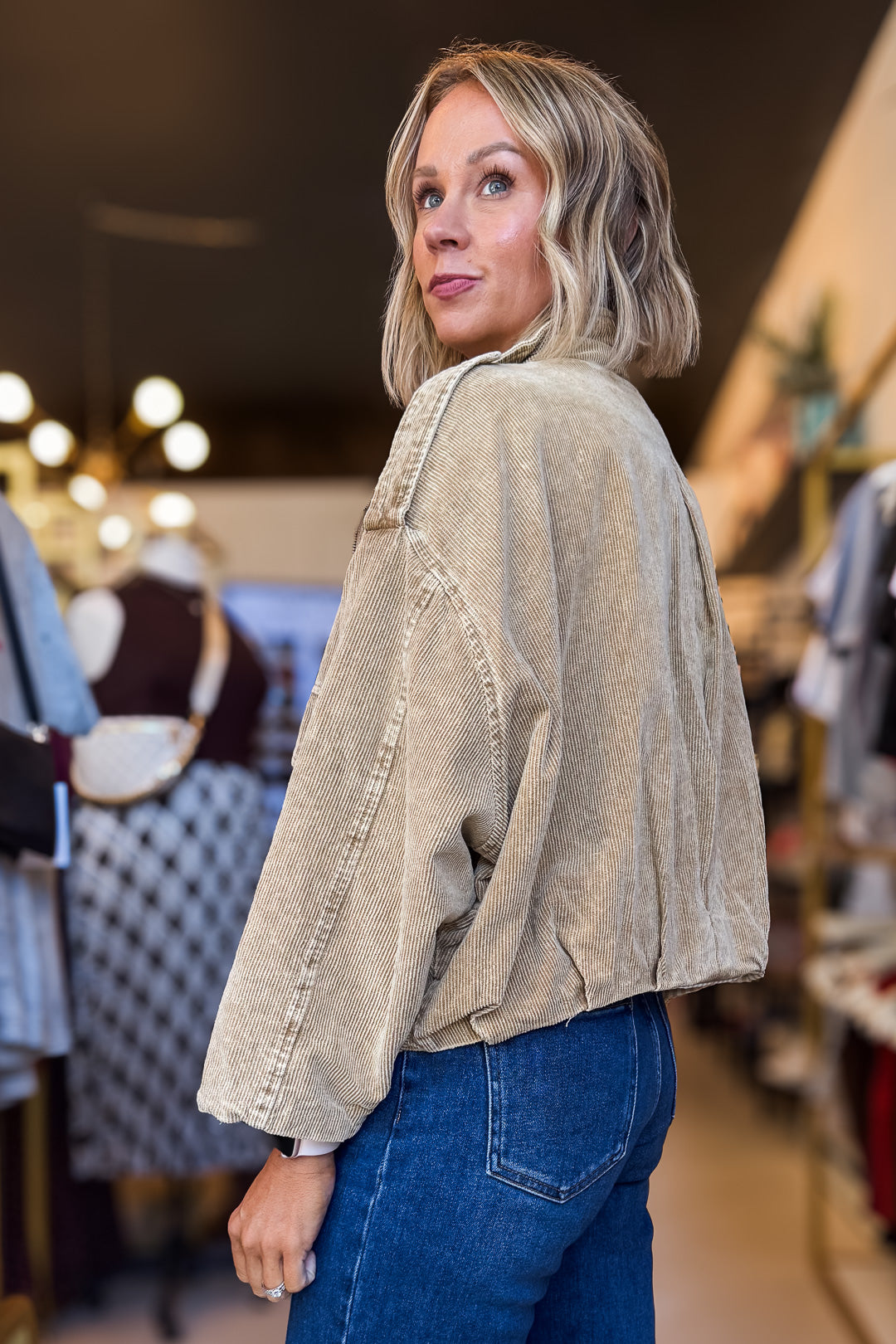 Light Brown Washed Corduroy Jacket