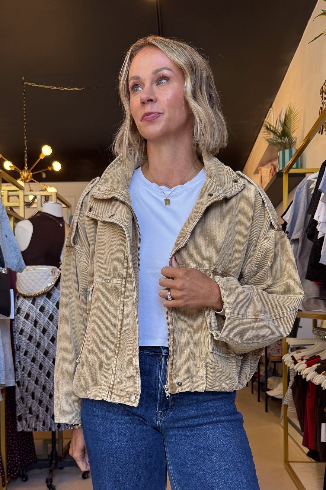 Light Brown Washed Corduroy Jacket