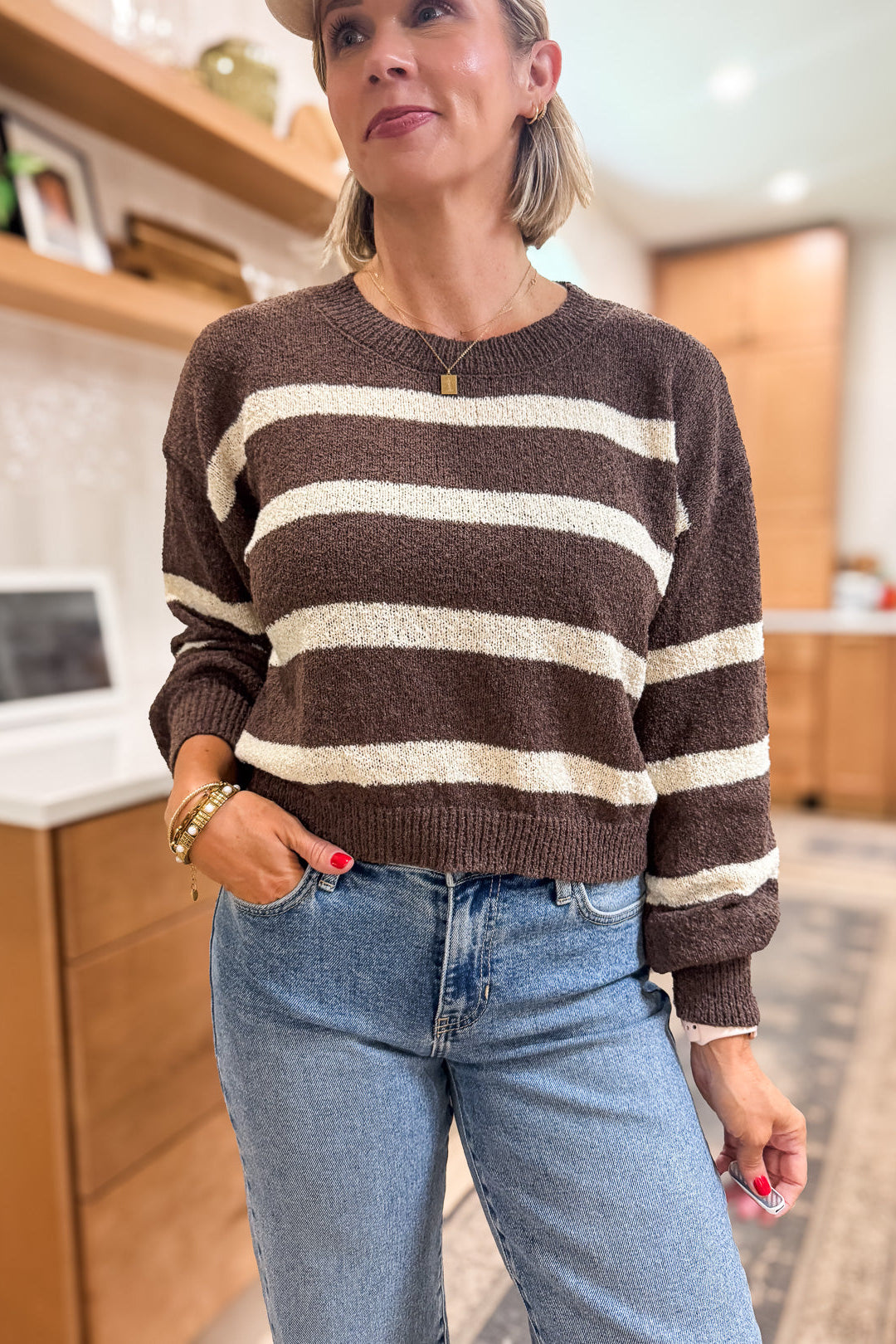 Monica Chocolate Striped Sweater