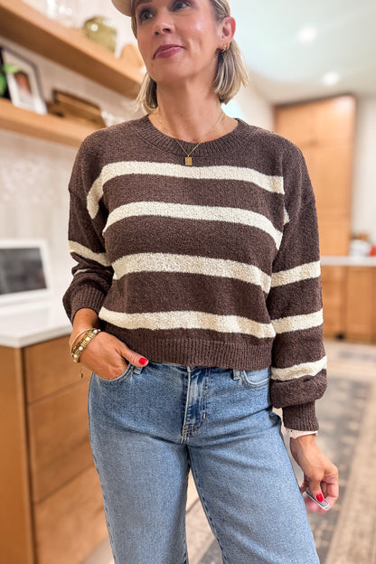 Monica Chocolate Striped Sweater