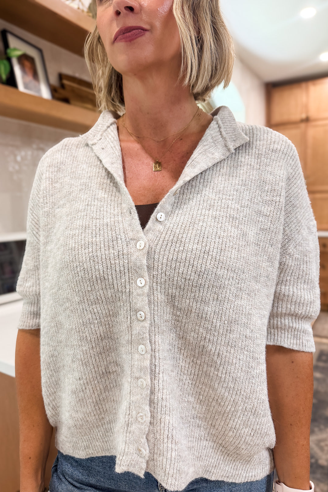 Oatmeal Ribbed Sweater Tee