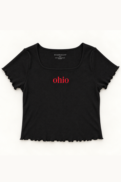 Ohio Ruffle Baby Tee - Black
