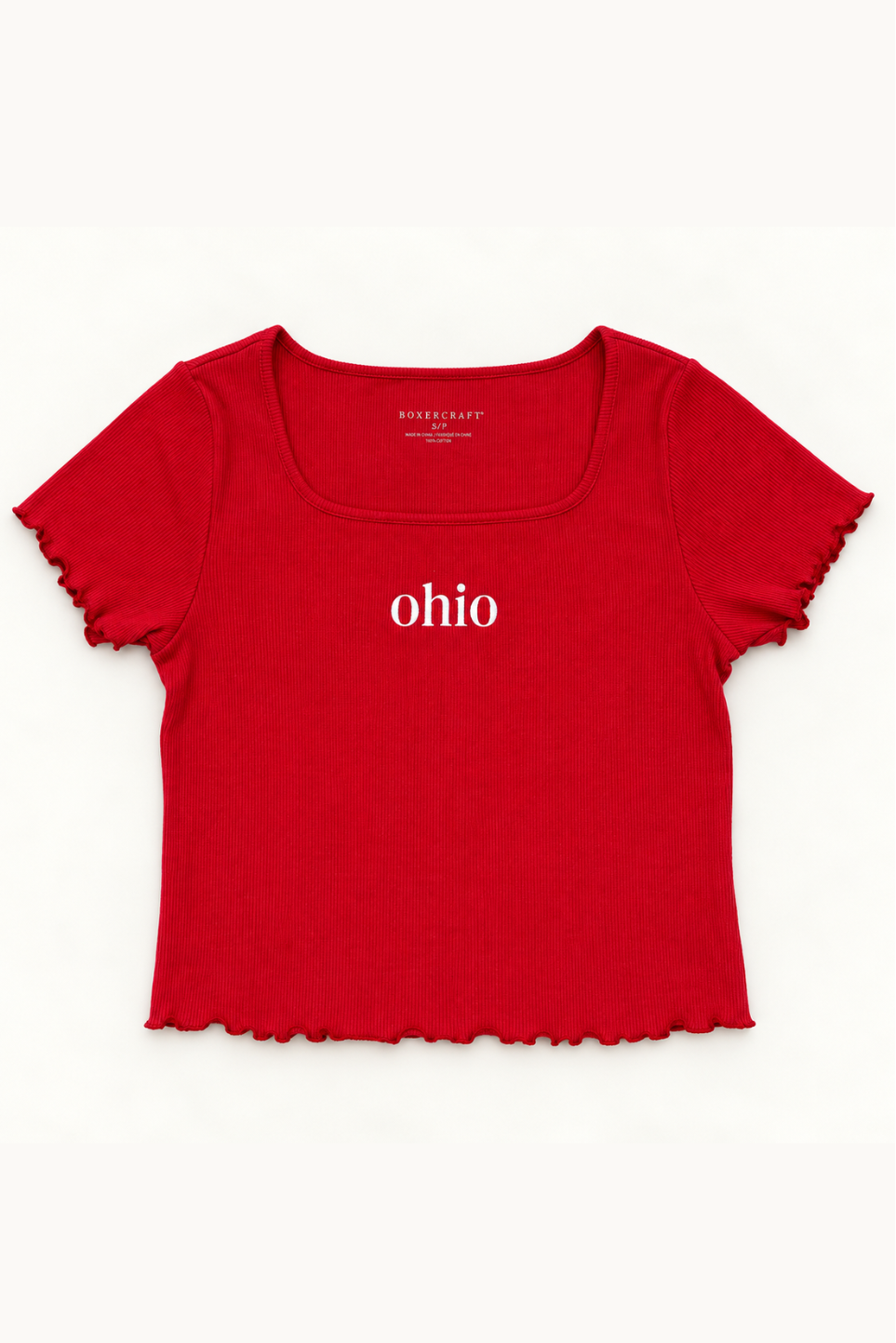 Ohio Ruffle Baby Tee - Red