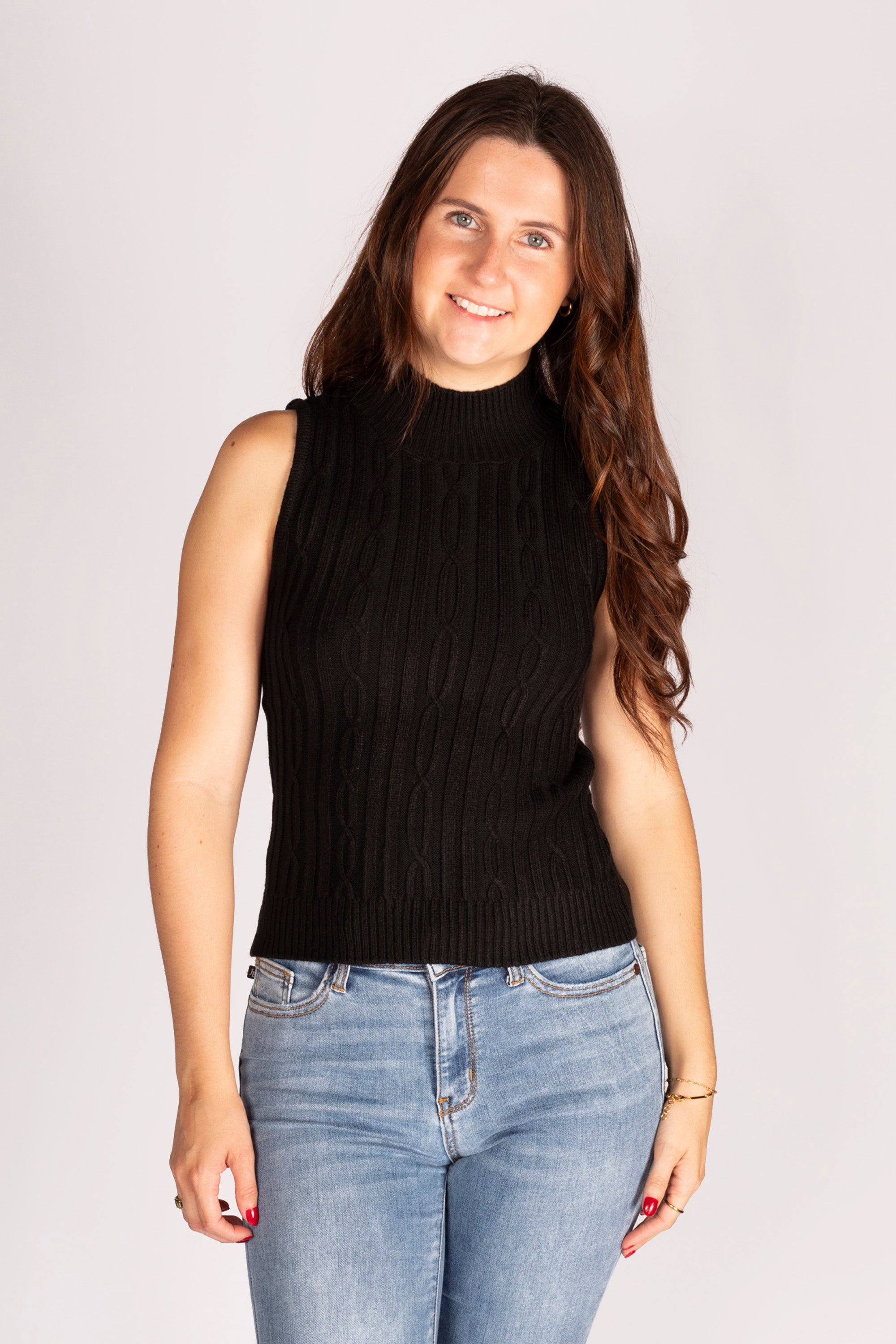 Black Mock Sweater Tank